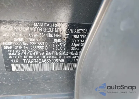 2025 Hyundai Ioniq 5 Limited из США, поврежденный, VIN 7YAKR4DA6SY006746